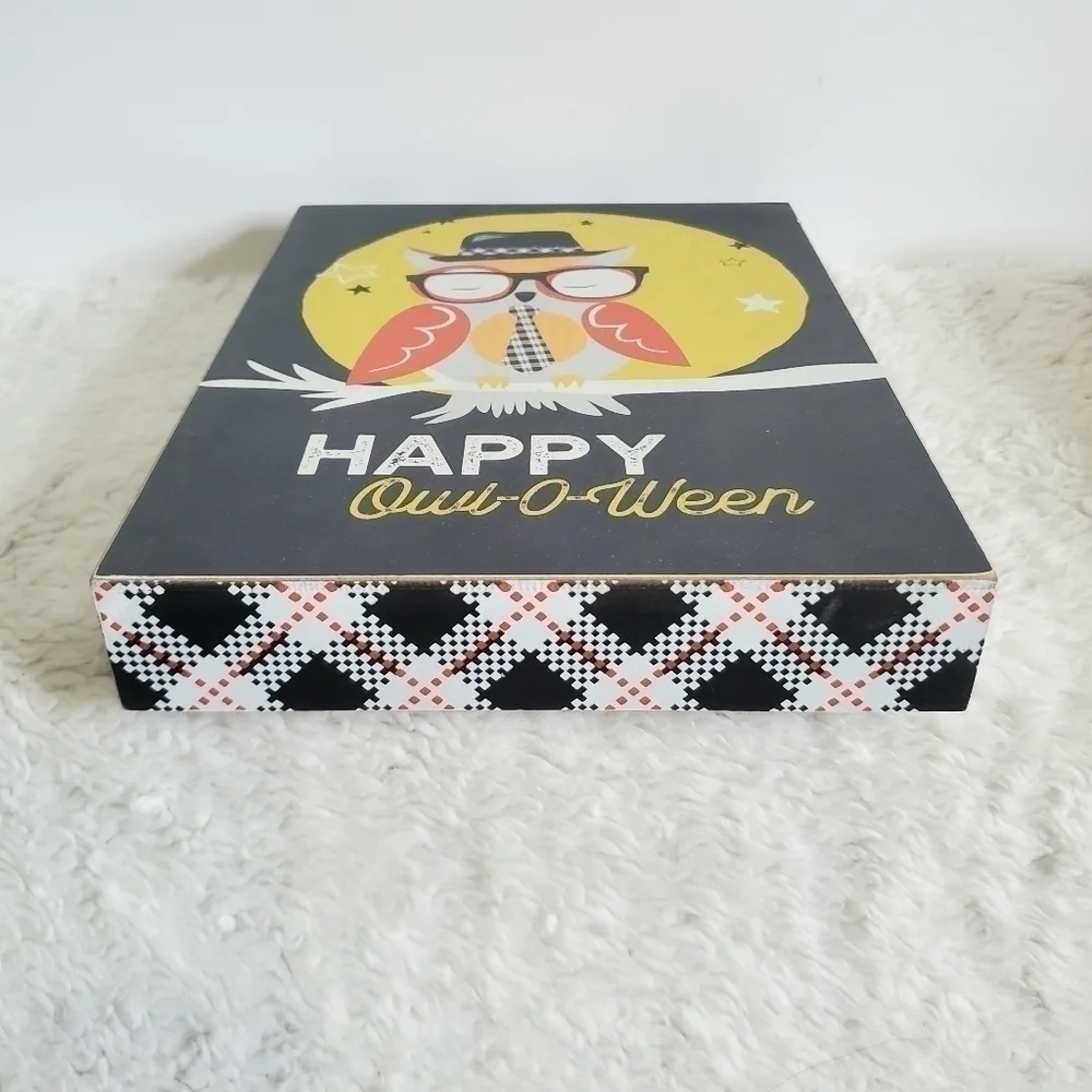 Halloween Wall Table Box Decor Smell My Feet Witch Happy Owl O Ween 2 Pc Set